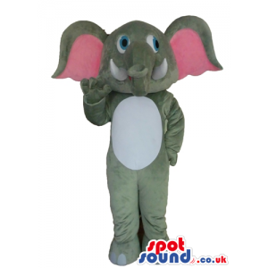 Grey elephant with pink ears - Custom Mascots