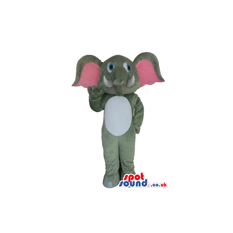 Grey elephant with pink ears - Custom Mascots