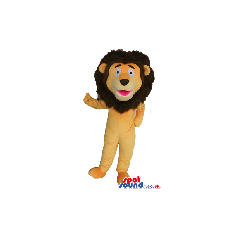 Yellow lion with brown hair - Custom Mascots
