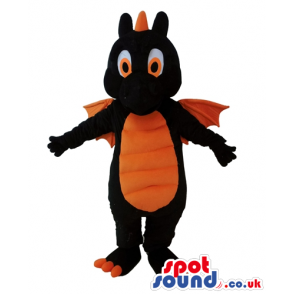 Black dragon with orange eyes, wings, belly and claws - Custom