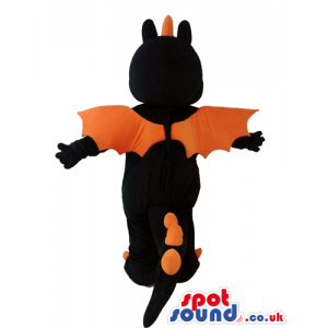 Black dragon with orange eyes, wings, belly and claws - Custom