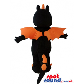 Black dragon with orange eyes, wings, belly and claws - Custom