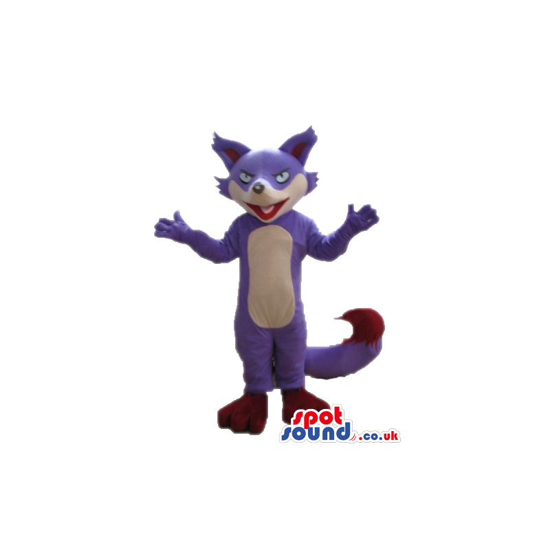 Purple and pink fox with red feet - Custom Mascots