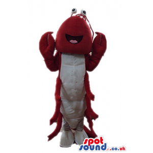 Red shrimp with round eyes and white feet - Custom Mascots