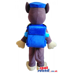 Brown dog dressed as a policeman with a blue uniform - Custom