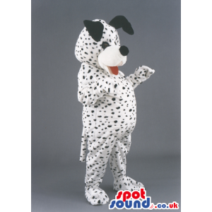 Dalmatian Pet Mascot With Black Spots And Red Tongue - Custom