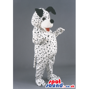 Dalmatian Pet Mascot With Black Spots And Red Tongue - Custom