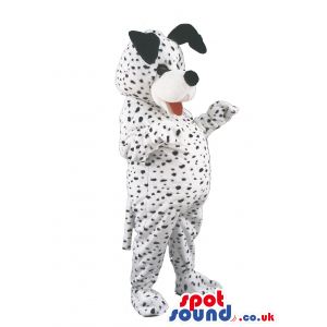 Dalmatian Pet Mascot With Black Spots And Red Tongue - Custom