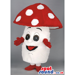 Red And White Amanitas Mushroom Mascot With White Spots -