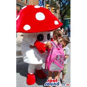 Red And White Amanitas Mushroom Mascot With White Spots -