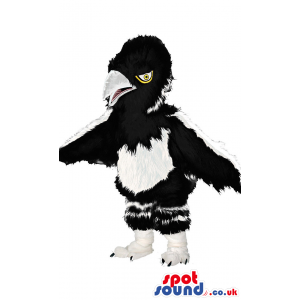 Black And White Bird Wildlife Mascot With Beak And Wings -