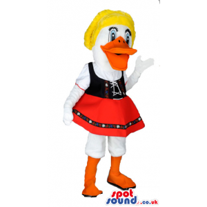 A Girl Duck In Typical Tirol Woman Gadgets And Garments -