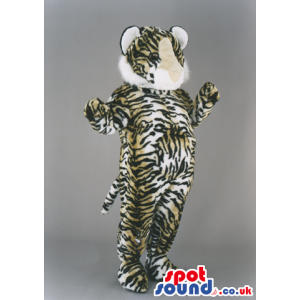 Tiger Animal Wildlife Mascot With Brown And Black Stripes -