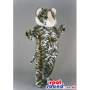 Tiger Animal Wildlife Mascot With Brown And Black Stripes -