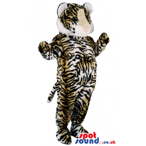 Tiger Animal Wildlife Mascot With Brown And Black Stripes -