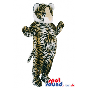 Tiger Animal Wildlife Mascot With Brown And Black Stripes -