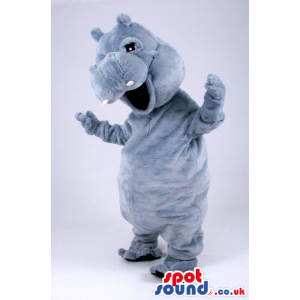 Customizable All Grey Funny Hippopotamus Animal Plush Mascot -