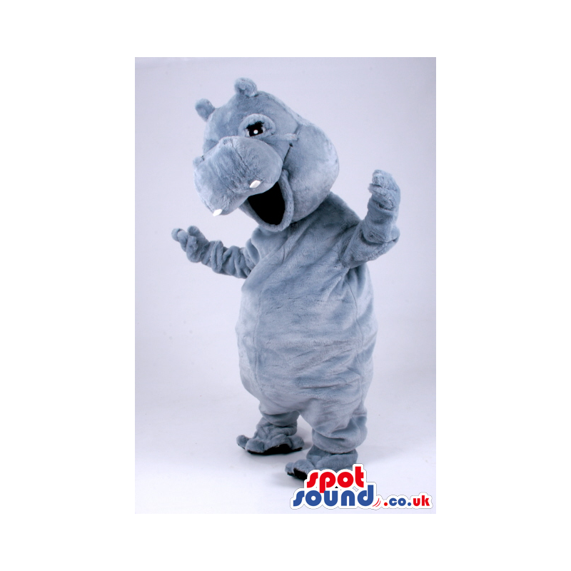 Customizable All Grey Funny Hippopotamus Animal Plush Mascot -