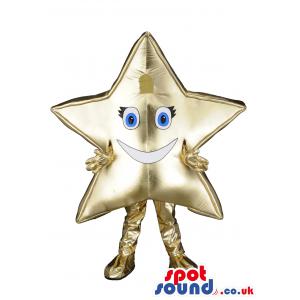 Star man mascot in a shiny gold gloves,pants and shoes - Custom