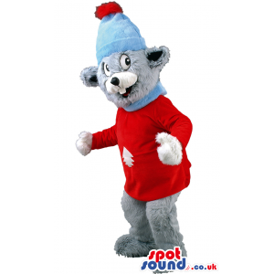 Beaver Animal Mascot With Christmas Sweater And Hat - Custom