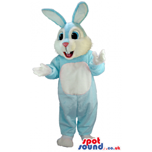 Blue And White Easter Bunny Animal Mascot With Big Ears -