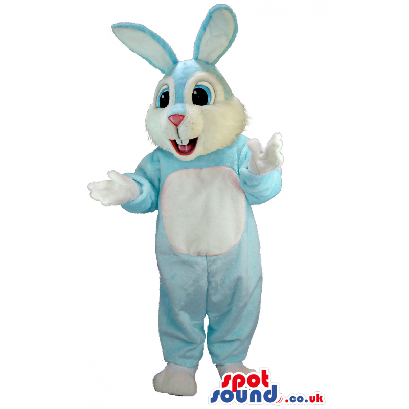 Blue And White Easter Bunny Animal Mascot With Big Ears -