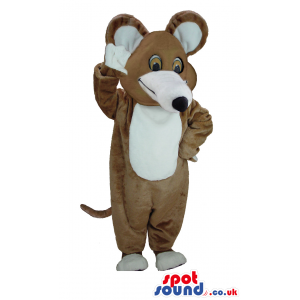Brown And White Mouse Animal Mascot With Big Ears And Nose -
