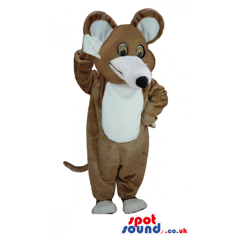 Brown And White Mouse Animal Mascot With Big Ears And Nose -