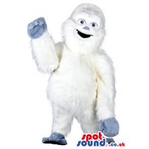 White Gorilla Animal Mascot With Funny Smile And Teeth - Custom