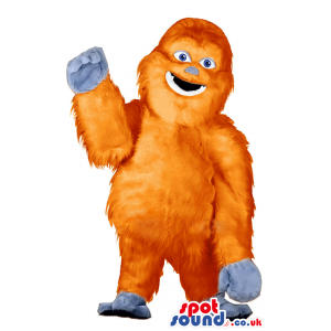 Orange Gorilla Animal Mascot With Funny Smile And Teeth -