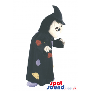 Witch Mascot With Red Hat, Black Dress And Patches - Custom