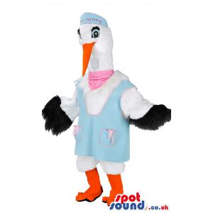 Ostrich mascot with orange beaks and black furry hand - Custom