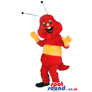 Red And Yellow Worm Insect Mascot With Yellow Stripe - Custom