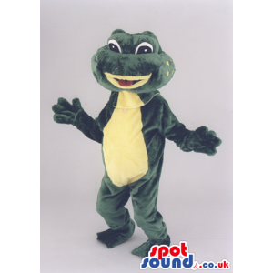 Green And Yellow Frog Animal Mascot With Red Tongue - Custom