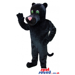 Black Panther Animal Mascot With Pink Nose And Green Eyes -