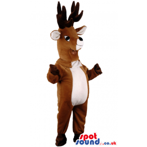 Brown Reindeer Animal Mascot With Huge Horns And Small Eyes -