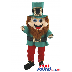 Saint Patrick'S Character Mascot With Beard And Green Clothes -