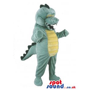 Green Alligator Animal Mascot With Yellow Belly And Teeth -