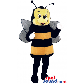 Bee Insect Mascot With Yellow And Black Stripes And Wings -