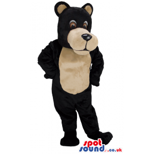 Black Bear Animal Plush Mascot With Beige Belly For Logo -