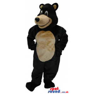 Black Bear Animal Plush Mascot With Beige Belly For Logo -