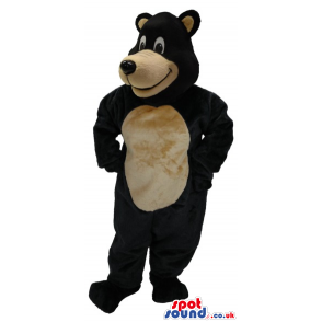 Black Bear Animal Plush Mascot With Beige Belly For Logo -