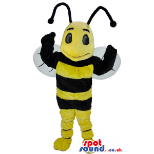 Bee Insect Mascot With Yellow And Black Stripes And Long