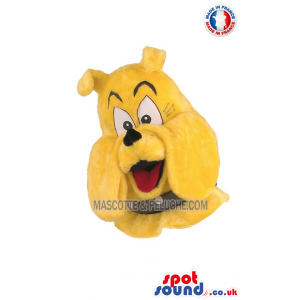 Yellow Bulldog Animal Mascot With Collar And Bent Ears - Custom