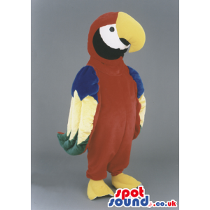 Parrot Bird Mascot With Yellow Beak And Colorful Feathers -