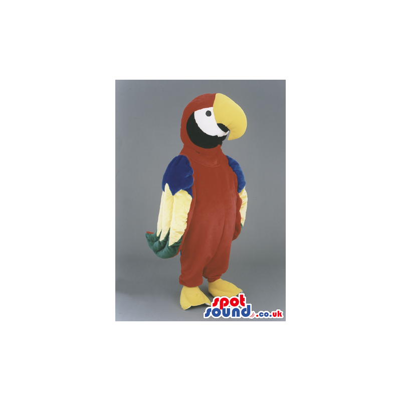 Parrot Bird Mascot With Yellow Beak And Colorful Feathers -