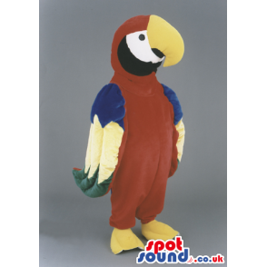 Parrot Bird Mascot With Yellow Beak And Colorful Feathers -