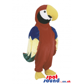 Parrot Bird Mascot With Yellow Beak And Colorful Feathers -