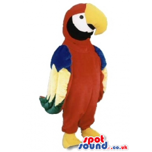 Parrot Bird Mascot With Yellow Beak And Colorful Feathers -