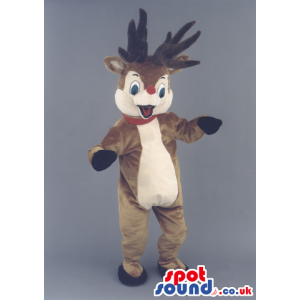 Rudolph It Reindeer Christmas Animal Mascot With Red Nose -